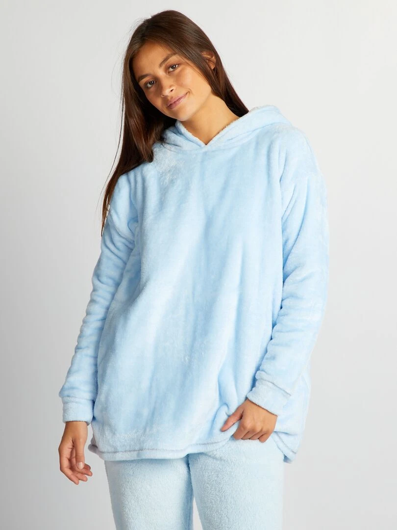 Sweat en maille peluche Bleu