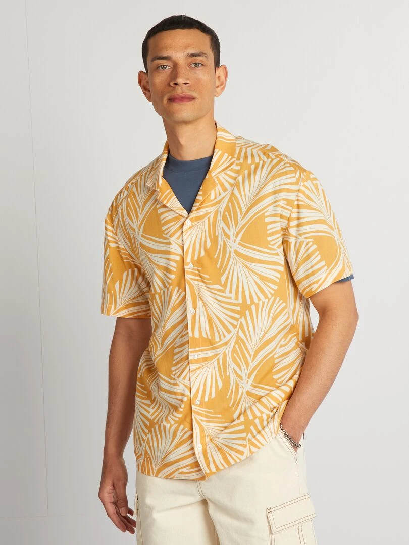 Chemise à manches courtes avec imprimé   Jaune