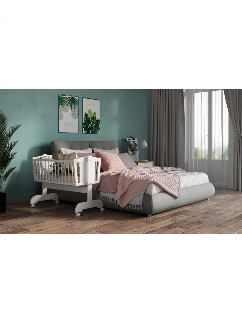 Berceau bébé   VICTORIA   90x40 cm   Matelas Inclus   Blanc