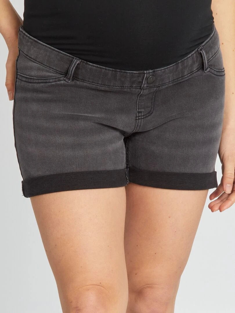 Short de maternité en jean Gris anthracite
