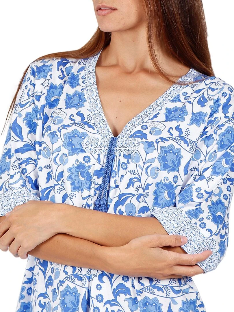 Robe estivale manches courtes Etienne bleu   Bleu