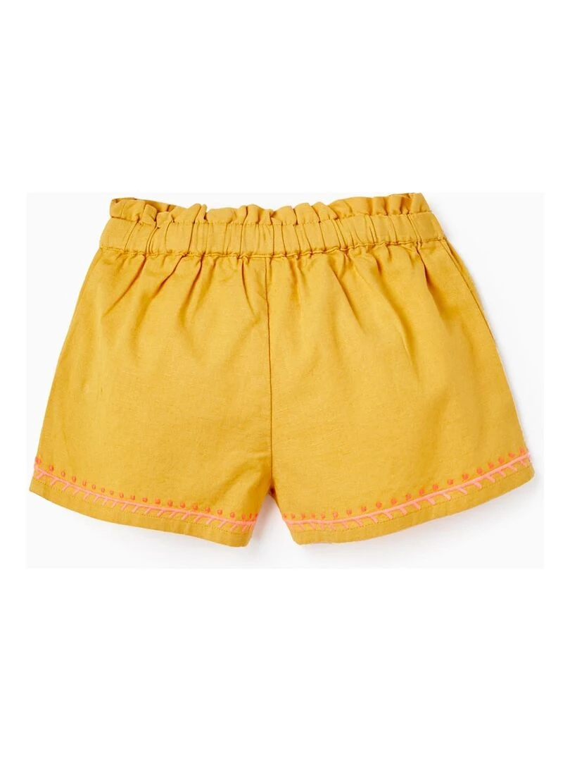 Shorts avec nœud et détails brodés pour bébé fille Jaune