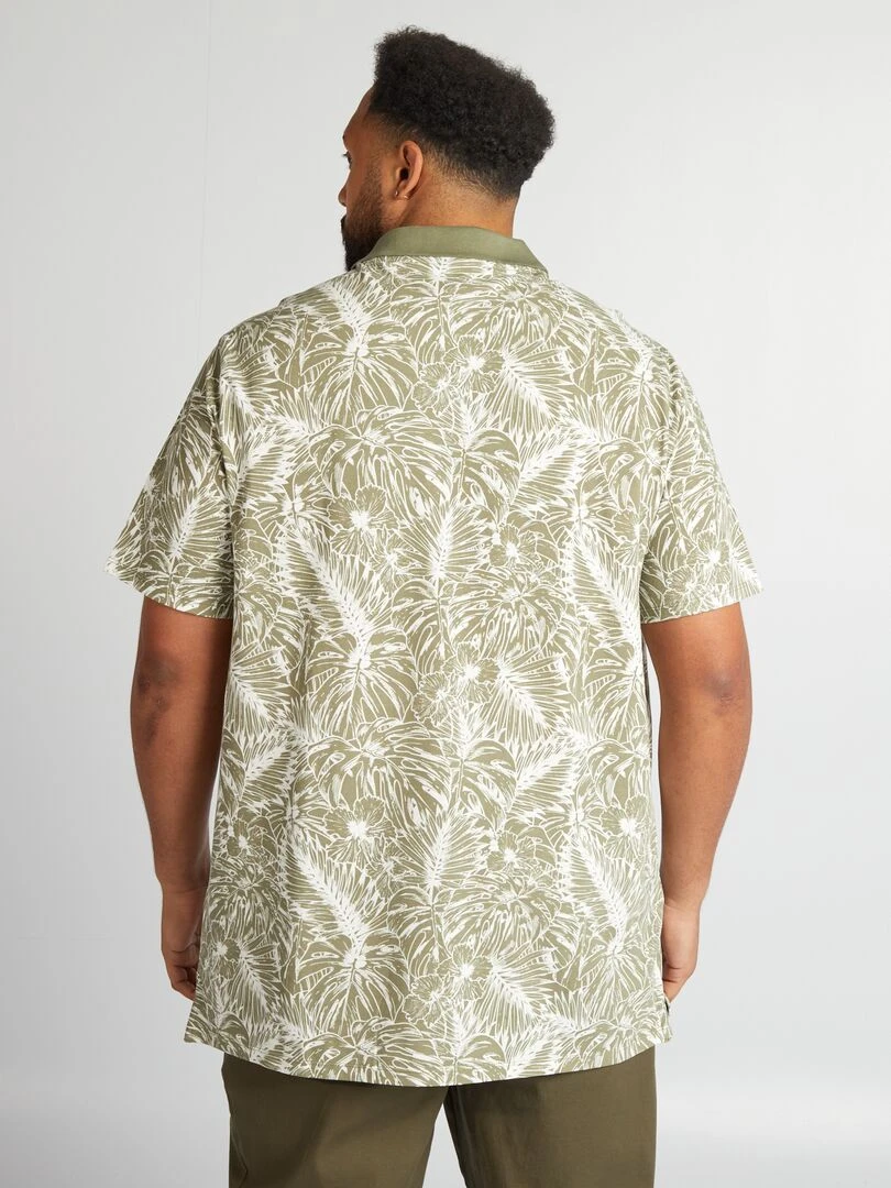 Polo imprimé fleuri   Kaki