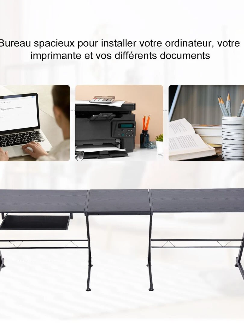 Bureau informatique d'angle noir   Noir