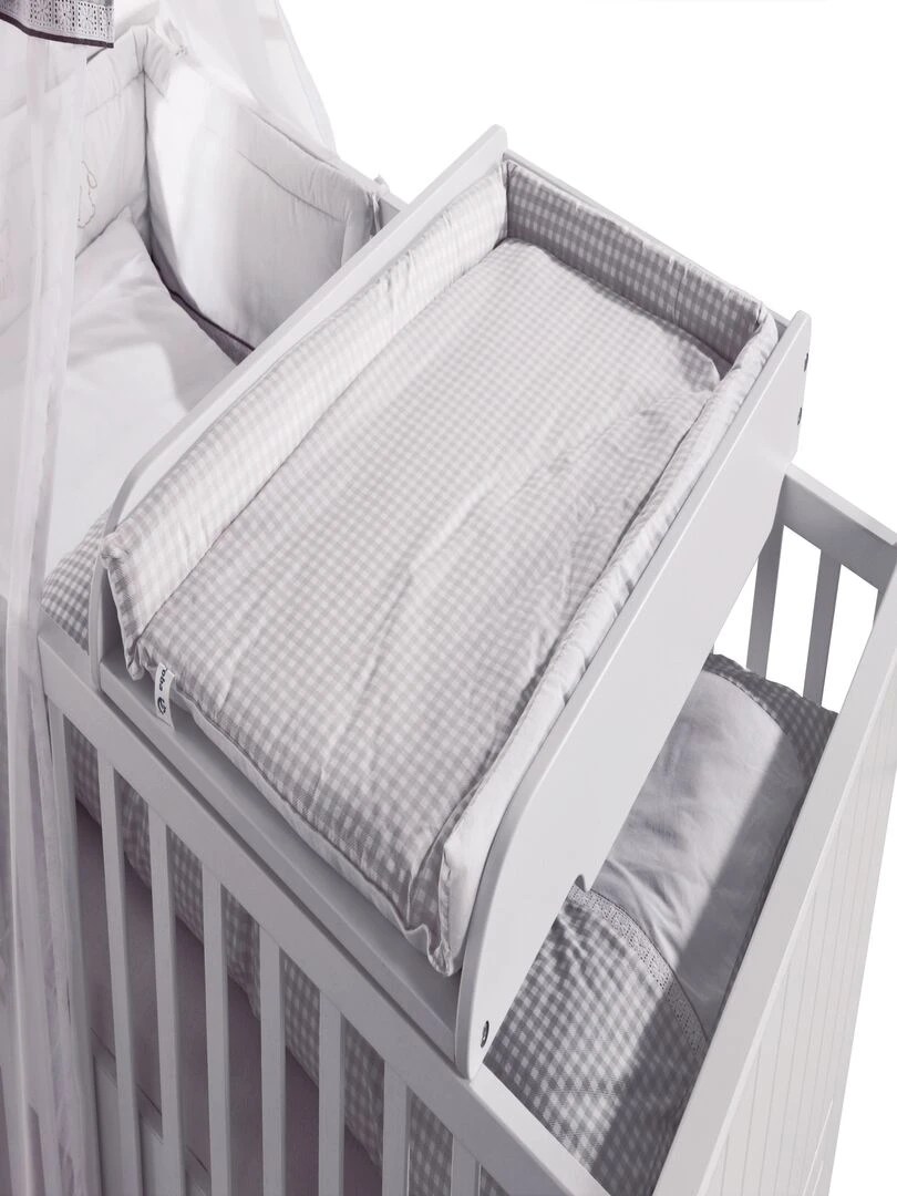 ROBA Plan À Langer + Matelas "Damier Gris"   À Mettre Au Dessus Des Lits De Bébé   Blanc