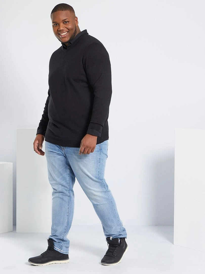 Chemise droite et stretch   noir