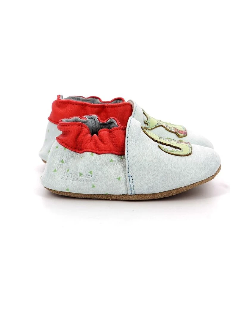 Chaussons Cuir Relax Croco   Bleu