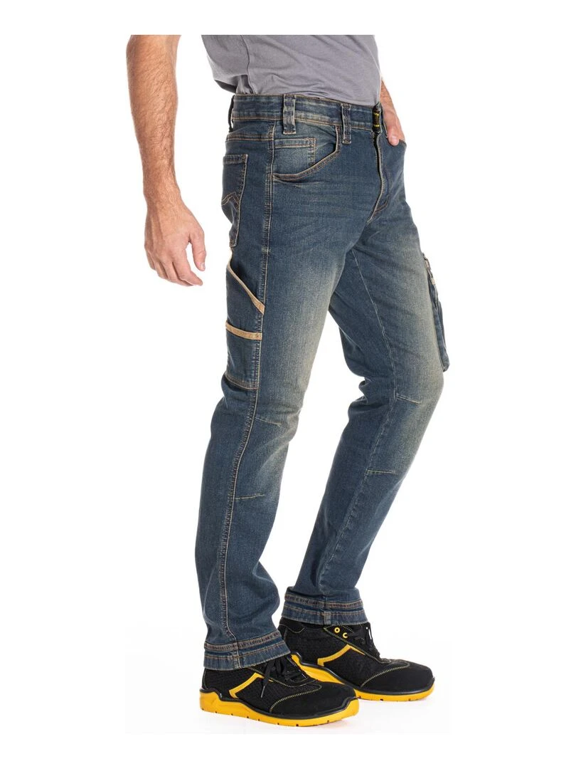 Jeans de travail stretch coupe confort dirty JOBDY 'Rica Lewis' Bleu