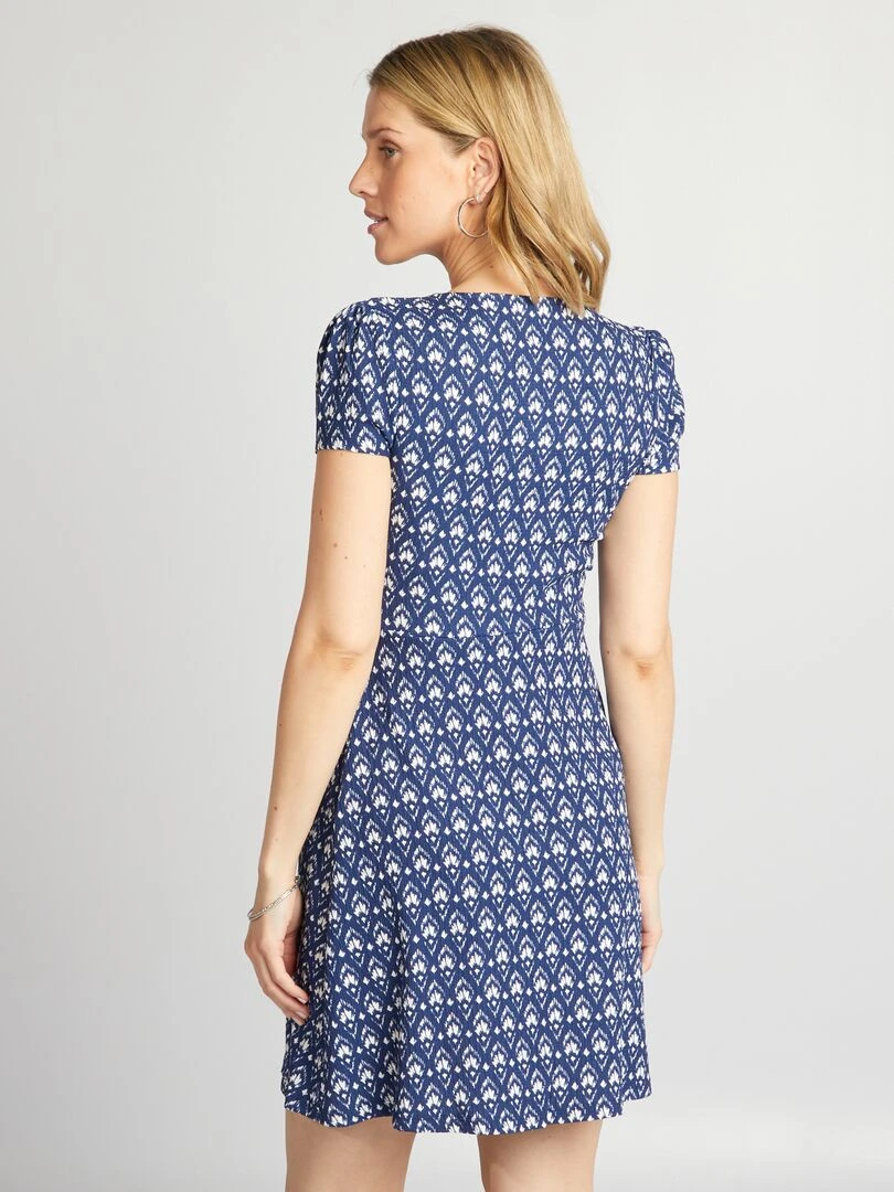Robe grossesse courte avec motifs   Bleu/blanc