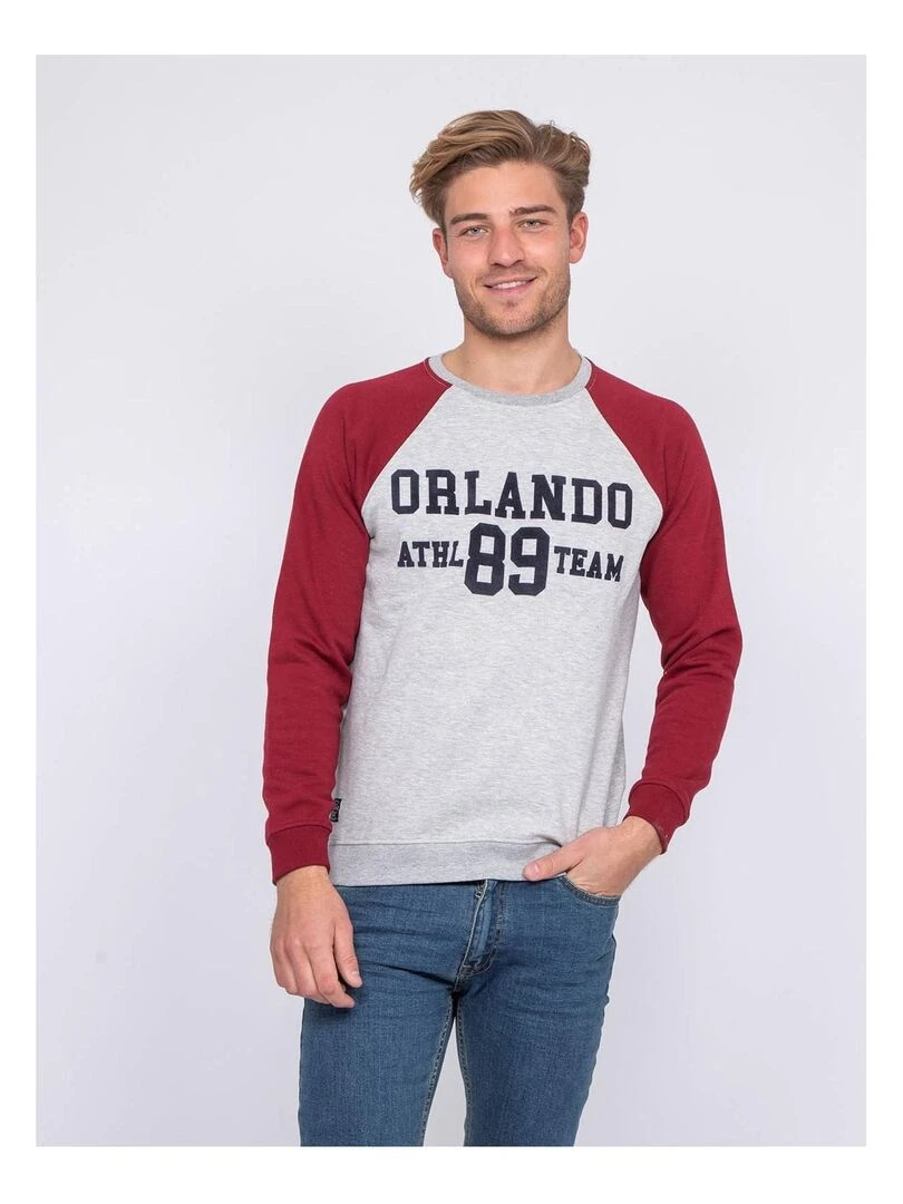 Sweat col rond manches raglan WESTERN Bordeaux