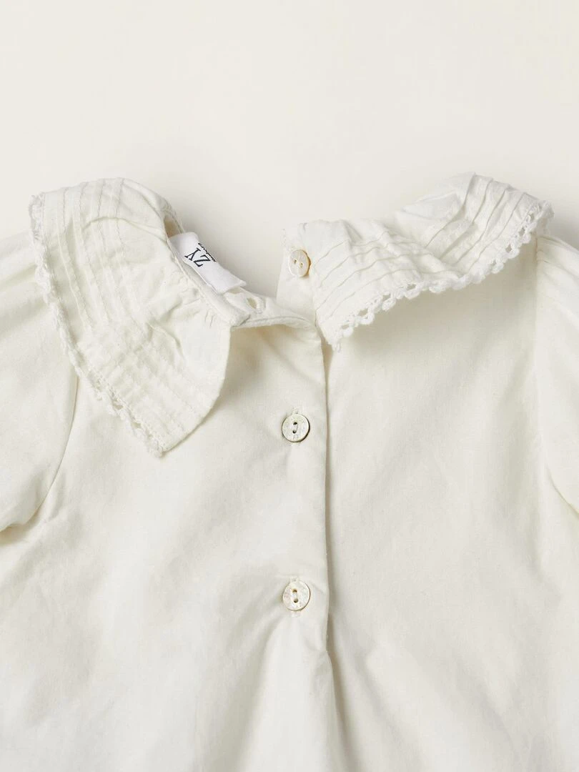 Body Blouse En Coton Pour Nouveau Née manches longues ATLANTIC COMPANY   Blanc