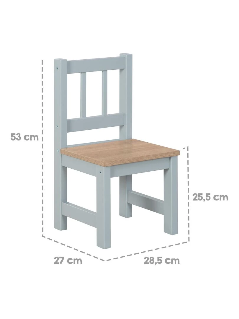 ROBA Ensemble Table et 2 Chaises Enfants Woody   Plateau et Assises en Aspect Bois   Gris   Taupe