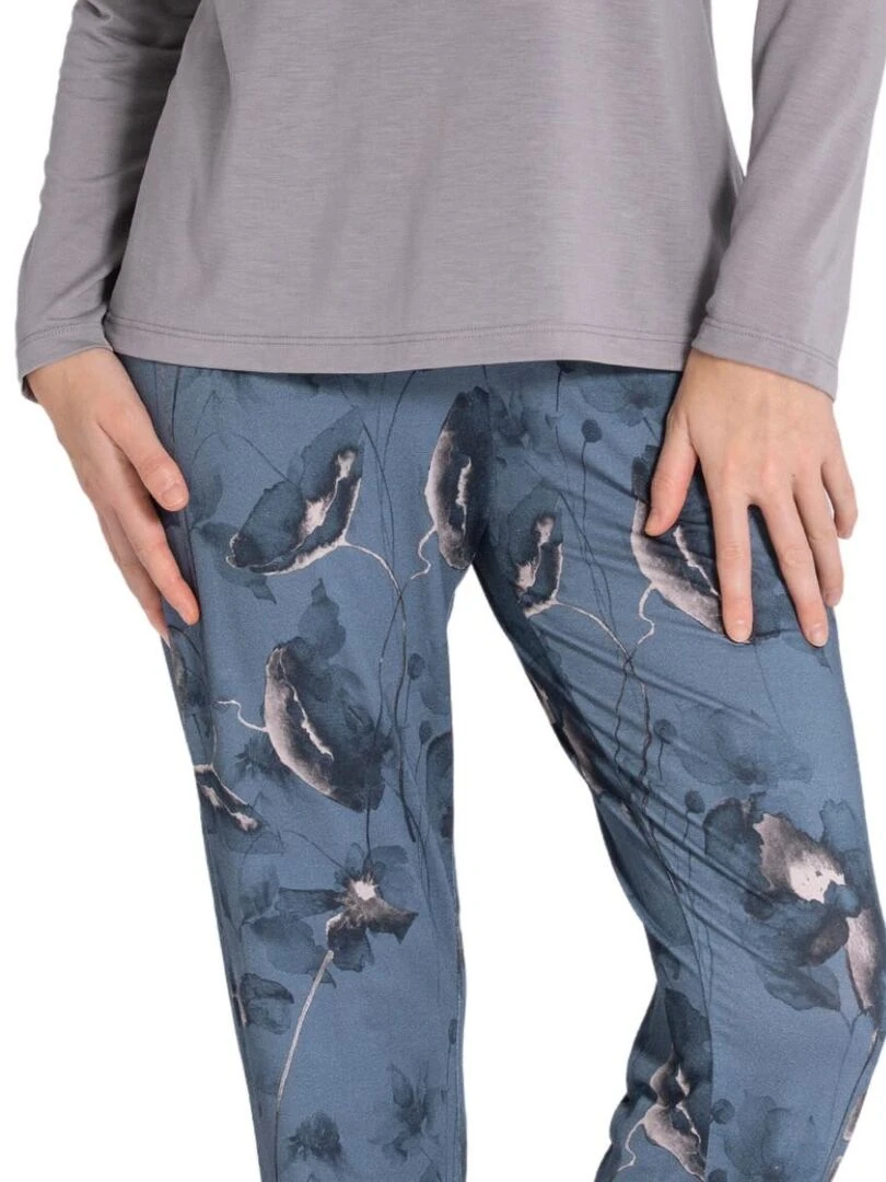 Pyjama long en modal à motif floraux Ayaka   Bleu