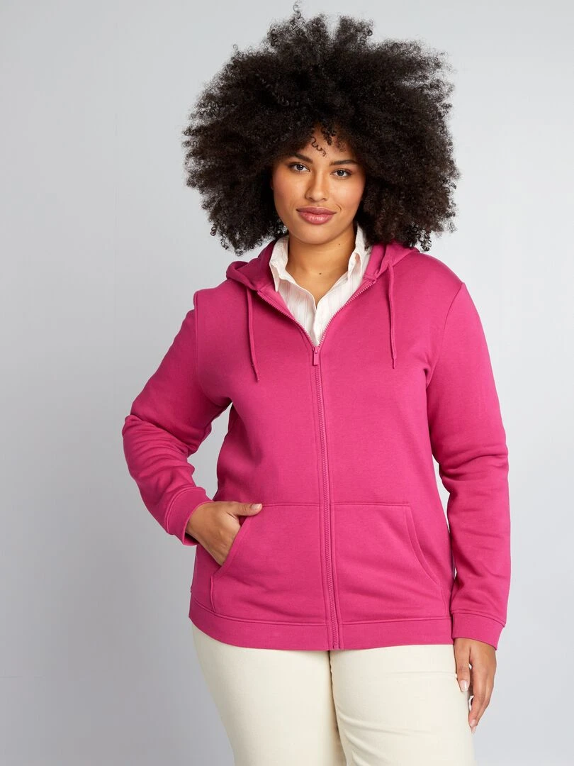 Sweat à capuche en molleton rose foncé