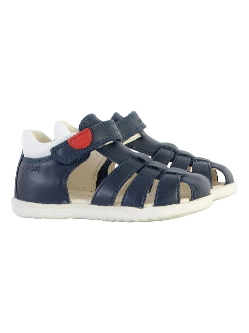 Sandale Plate Cuir Geox Enfant Macchia   Bleu