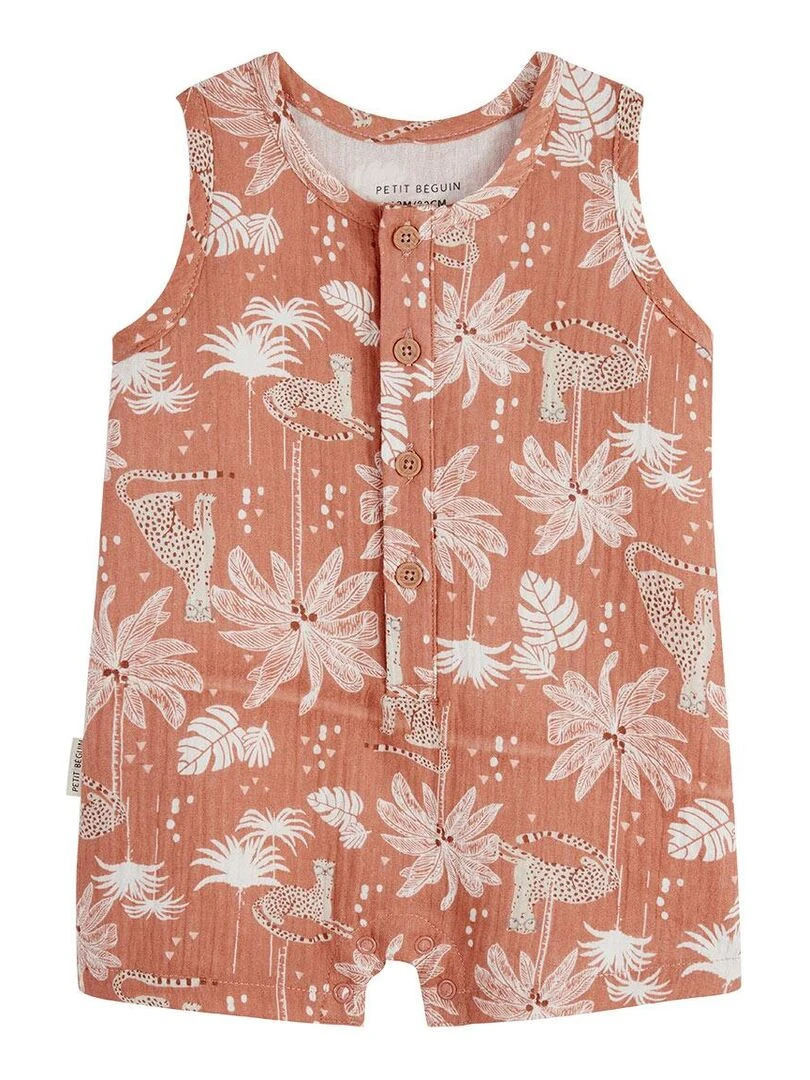 Combishort bébé en gaze de coton Oasis Rose foncé