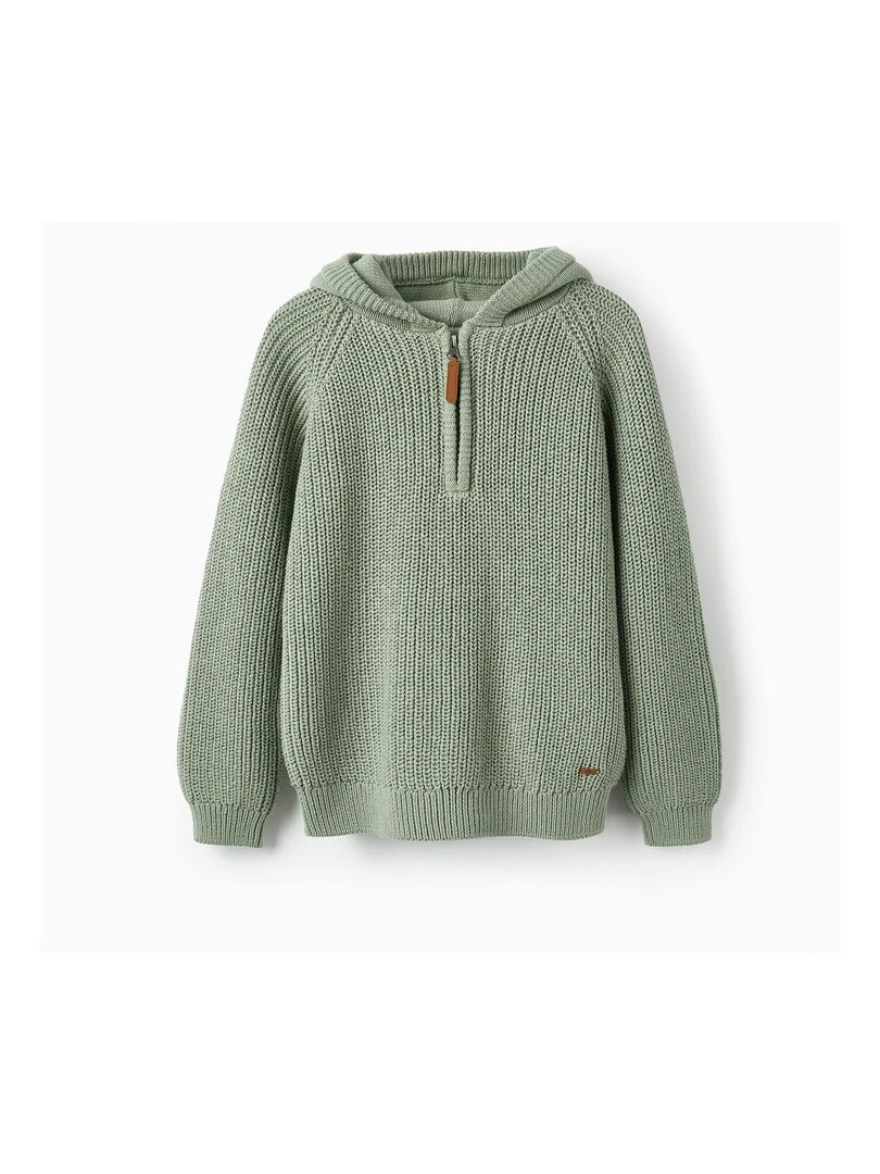 Pull en Maille Épaisse avec Capuche pour Garçon FLYING BIRDS Vert clair