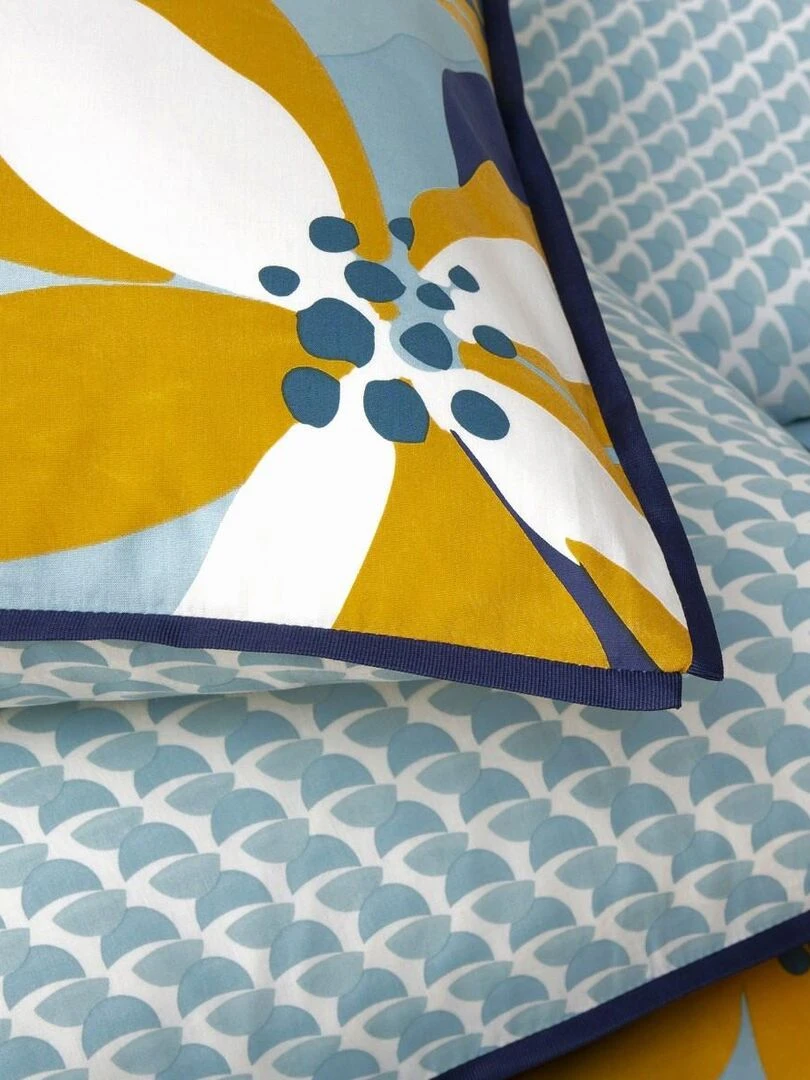 Future Home Parure de lit 2 personnes en percale 70 fils imprimé bleu Bleu