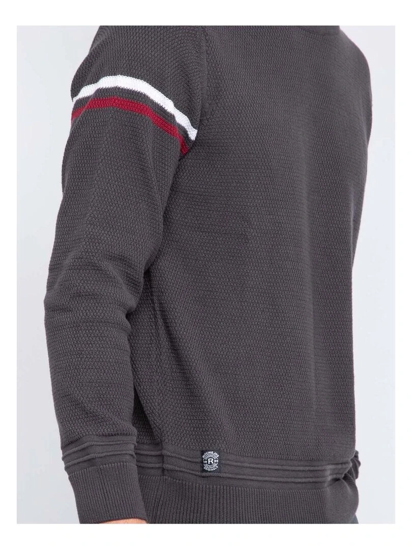Pull fin col rond pur coton LERMITE   Gris foncé