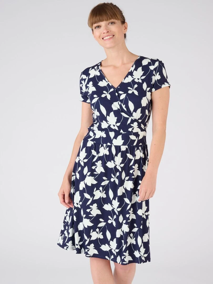 Robe effet cache coeur Damart Bleu marine