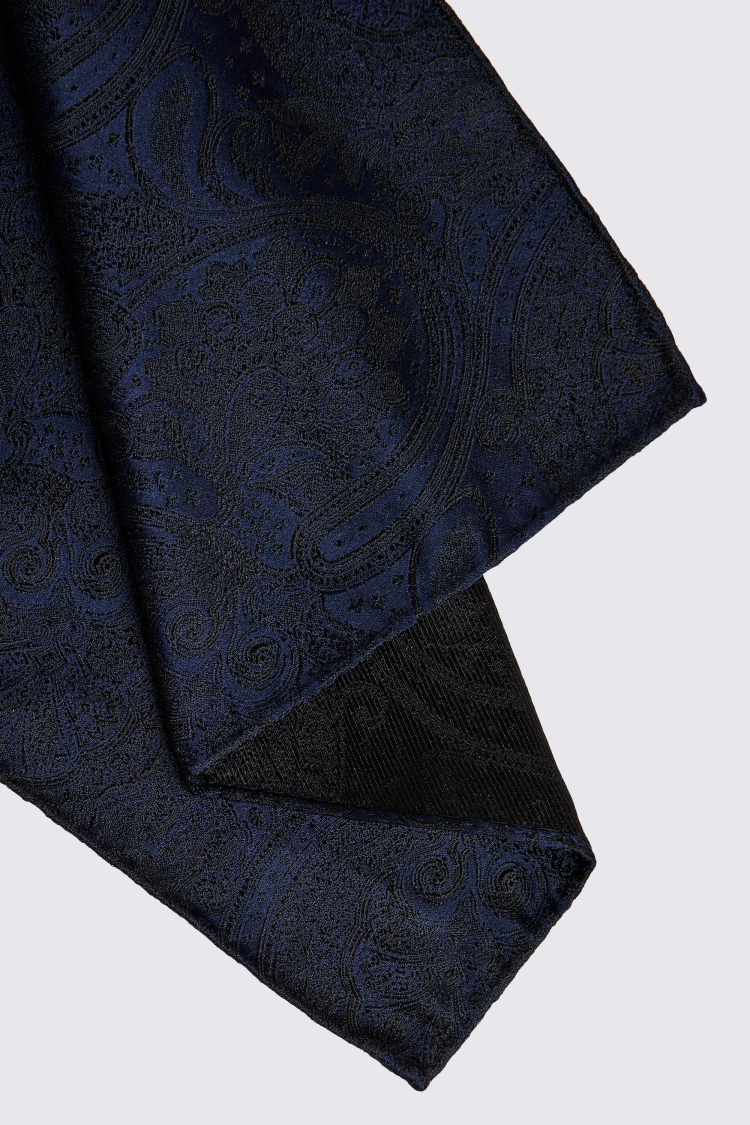 Dark Blue Wedding Paisley Pocket Square Buy Online at Moss