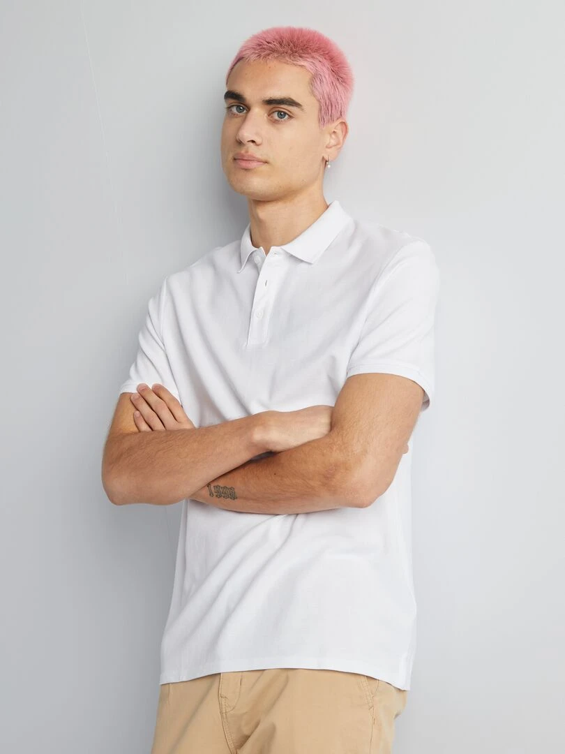 Polo en piqué de coton blanc