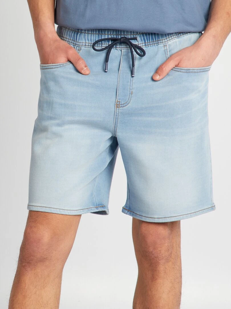Bermuda en jean à taille élastiquée Triple stone