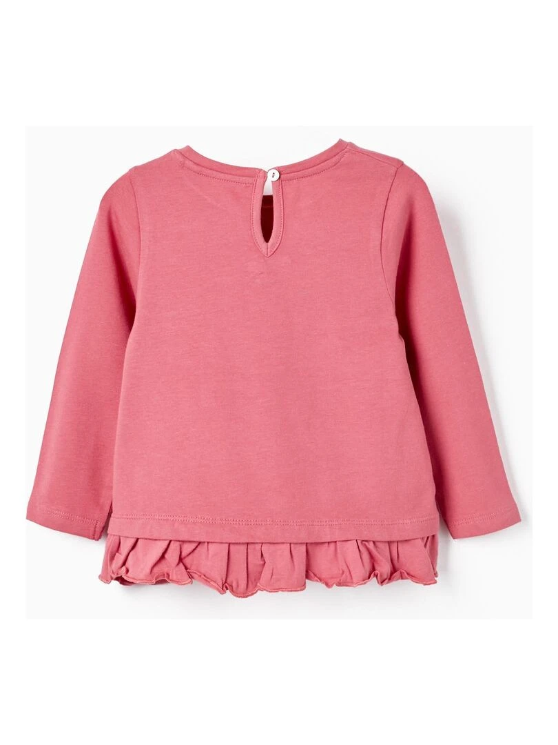 T shirt à manches longues avec volants pour bébé fille 'Floral' manches longues SPRING BEGINS Rose foncé