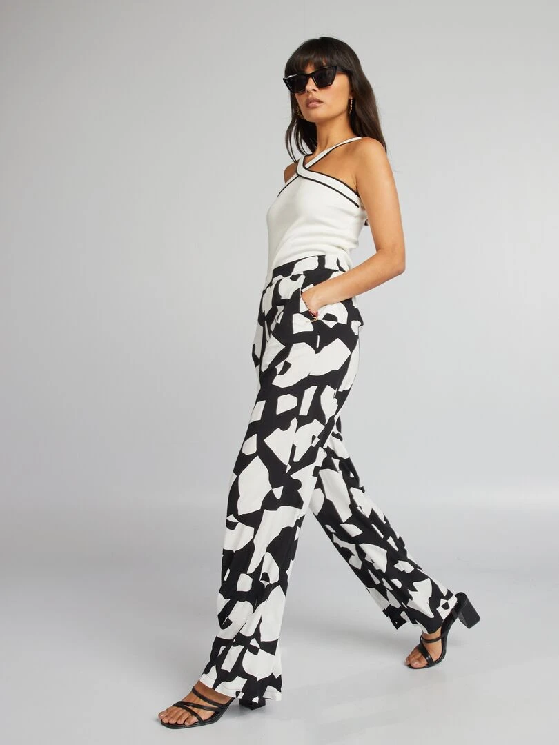 Pantalon large imprimé   Noir