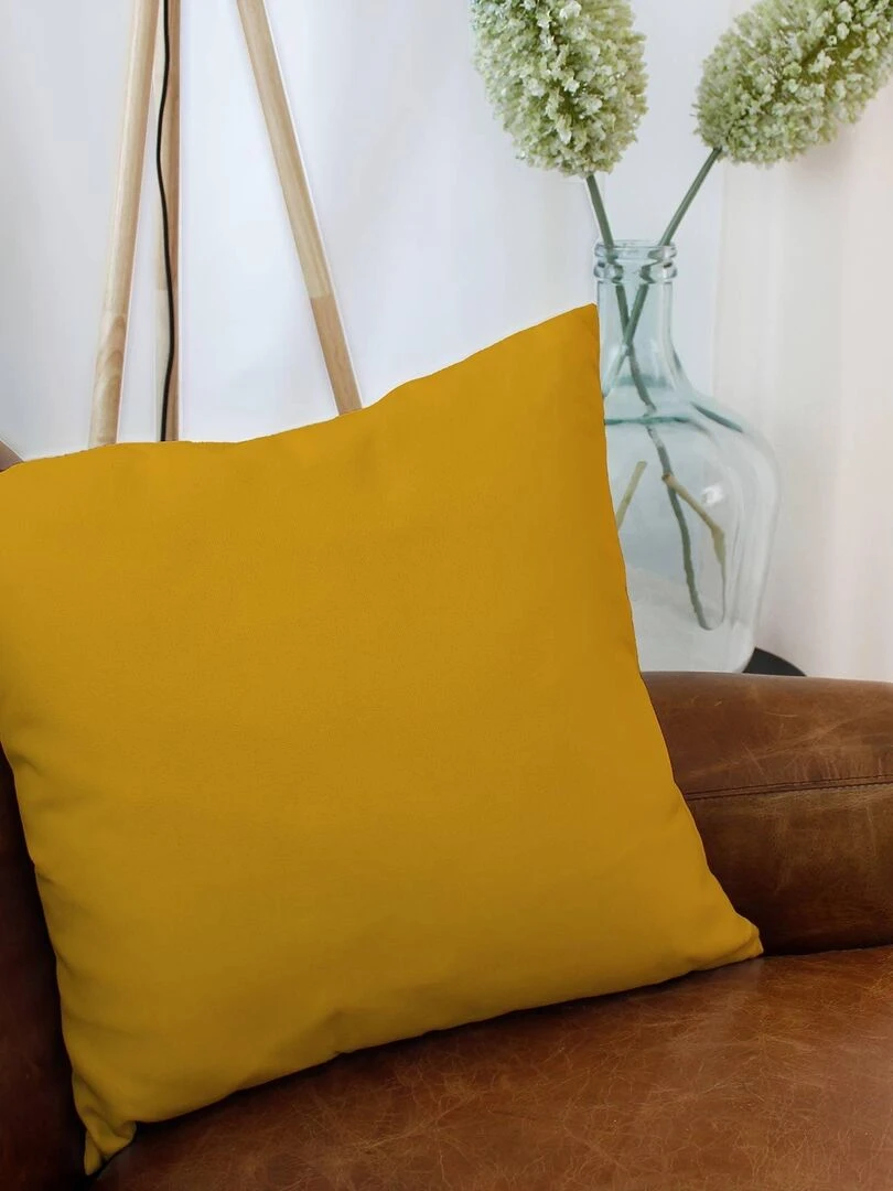 Coussin uni et déhoussable Jaune