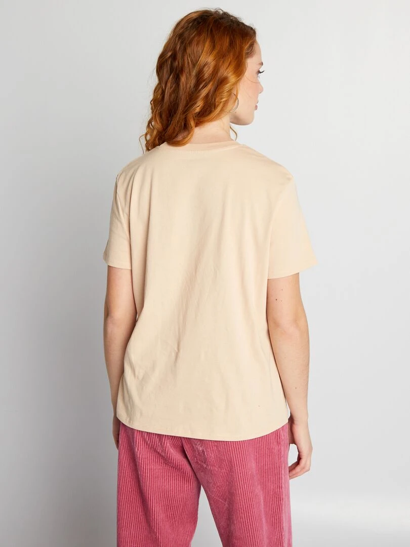 T shirt en jersey imprimé   Beige 'amour'
