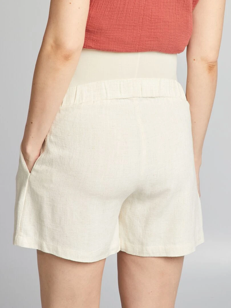 Short en lin mélangé grossesse   Beige