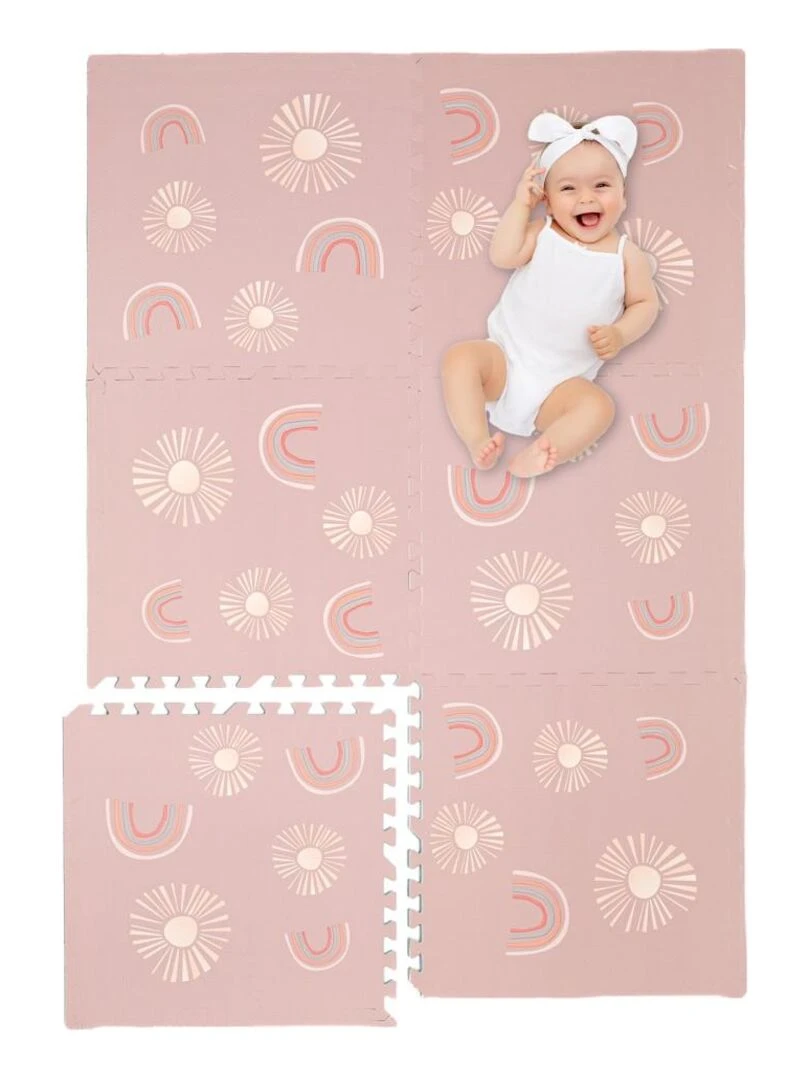 Tapis De Jeu Enfant Puzzle Arc En Ciel par Kidolo 120 x 180 cm Rose