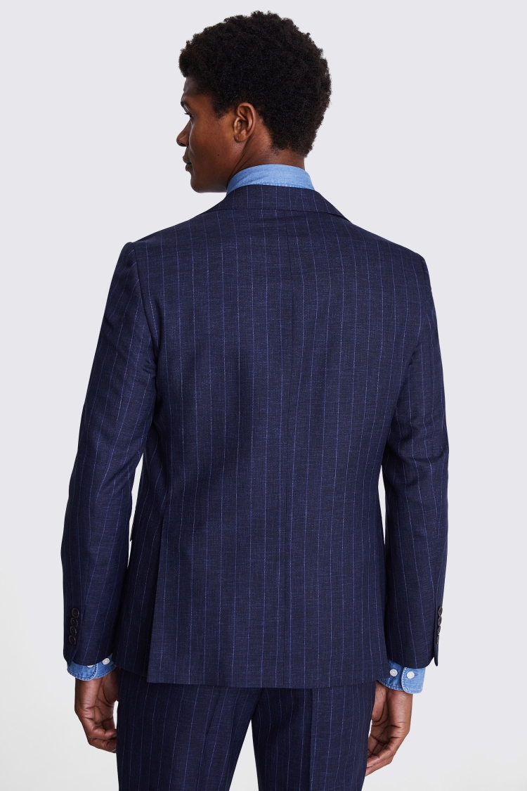 Italian Tailored Fit Navy Stripe Jacket   Buy Online at Moss