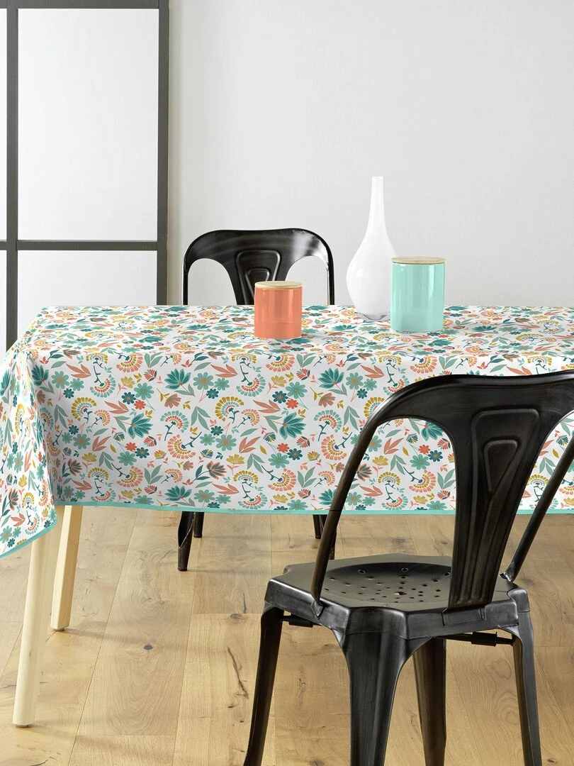 Nappe rectangle PVC 140 x 240 cm Indiana fleurie   Orange