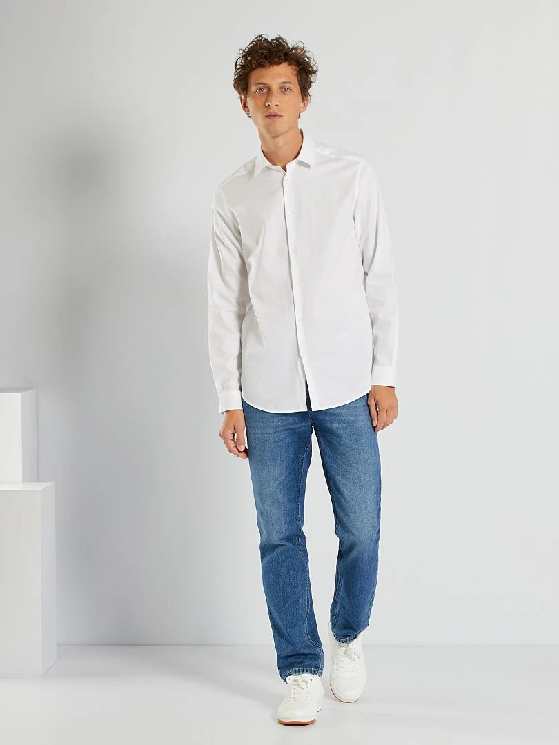 Chemise droite unie   blanc