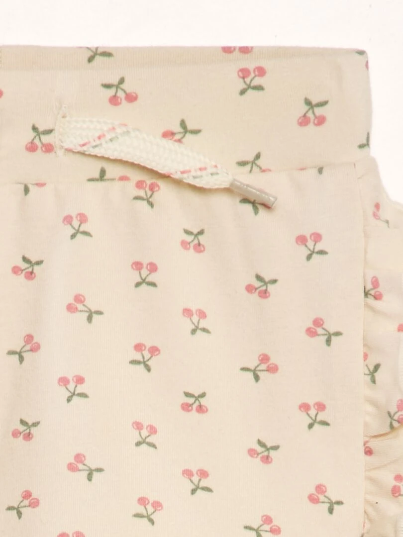 Short imprimé à volants Beige