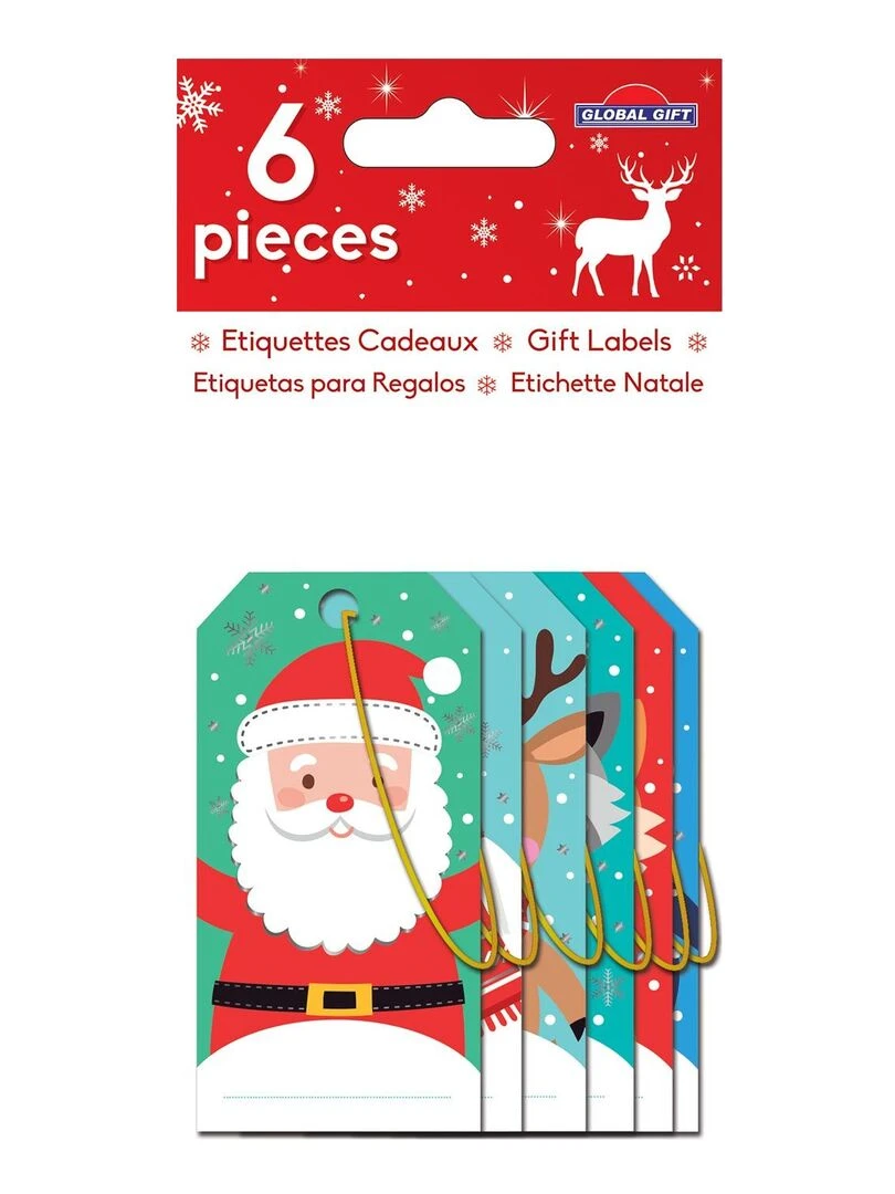 6 étiquettes cadeaux Père Noël et ses amis N/A
