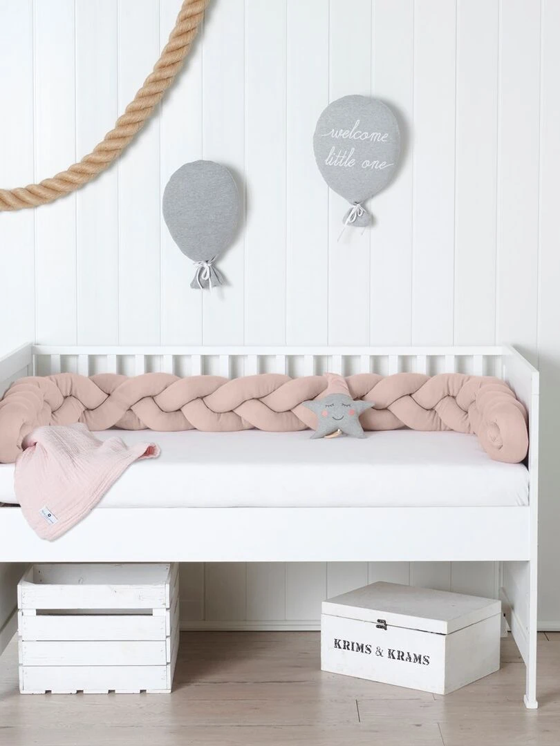 Tresse de lit en coton tricoté XL 300 cm   Rose