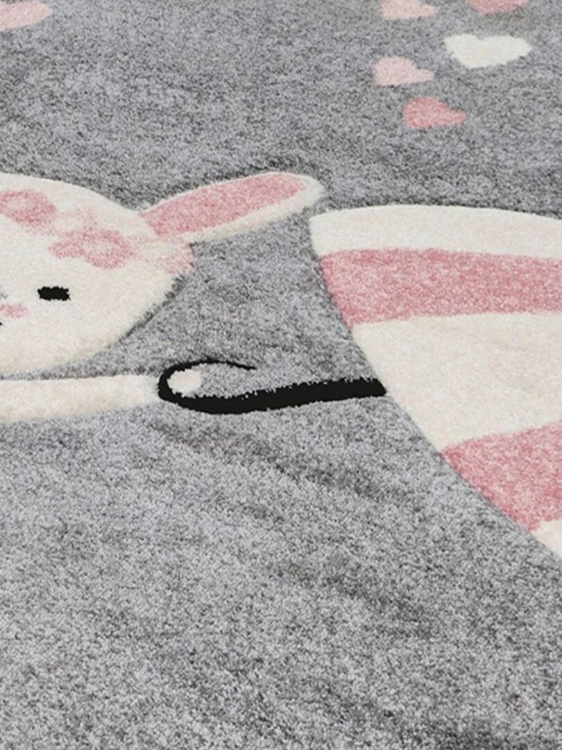 Tapis enfant LAPIN LAPI LL en polypropylène doux et soyeux   Rose