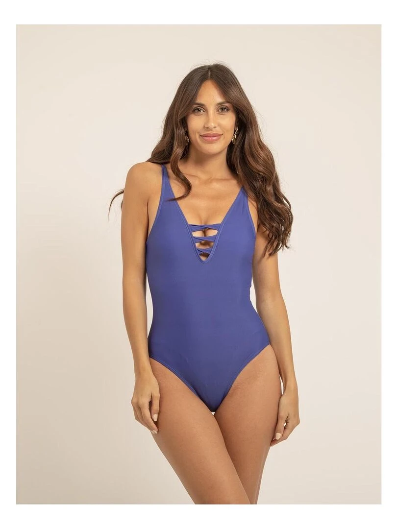 Maillot 1 pièces découpes GISELLE Bleu roi