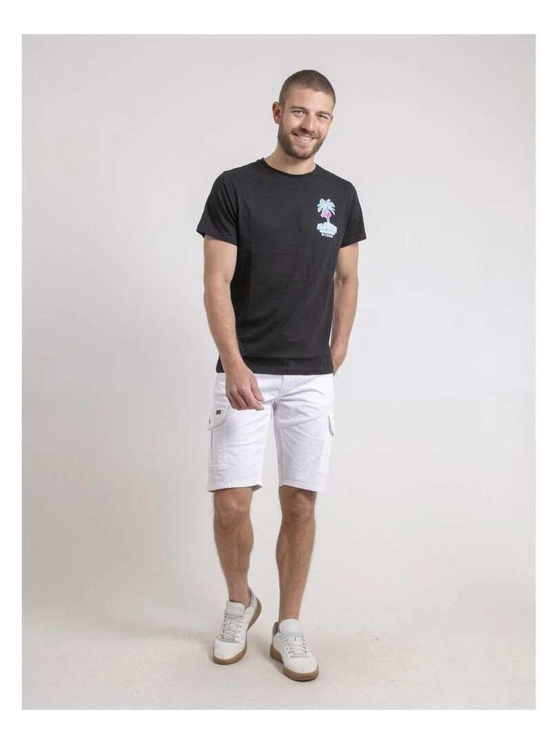 T shirt col rond pur coton NARUBA   Noir