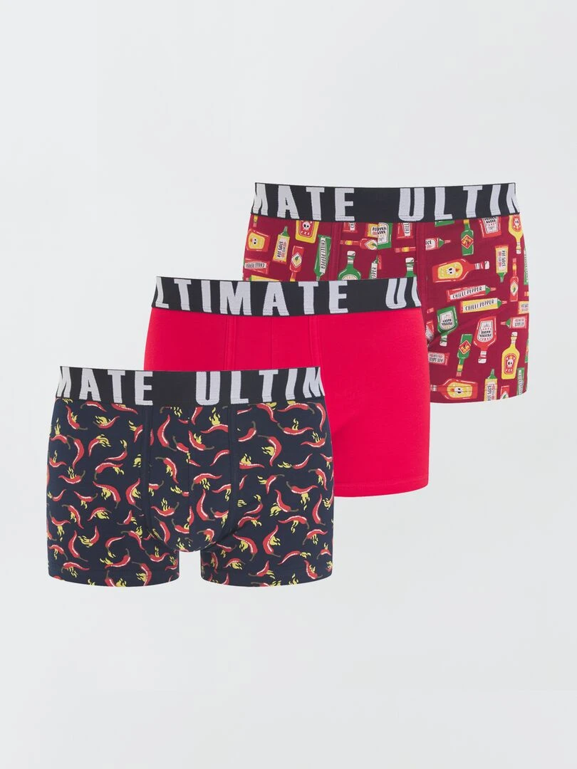 Lot de 3 boxers fantaisie Rouge/bleu foncé