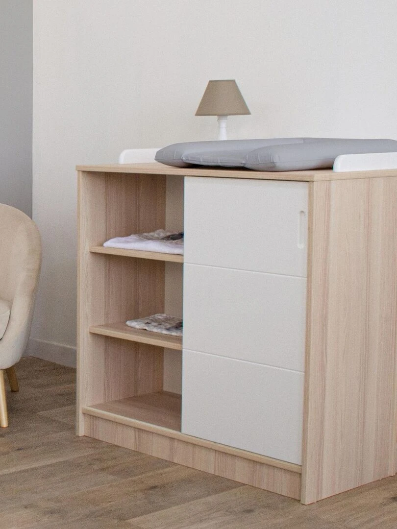 Commode java 3 niches et 1 porte coulissante   Blanc