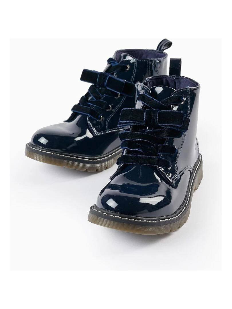 Bottes de motard vernies pour fille NOËL Bleu foncé