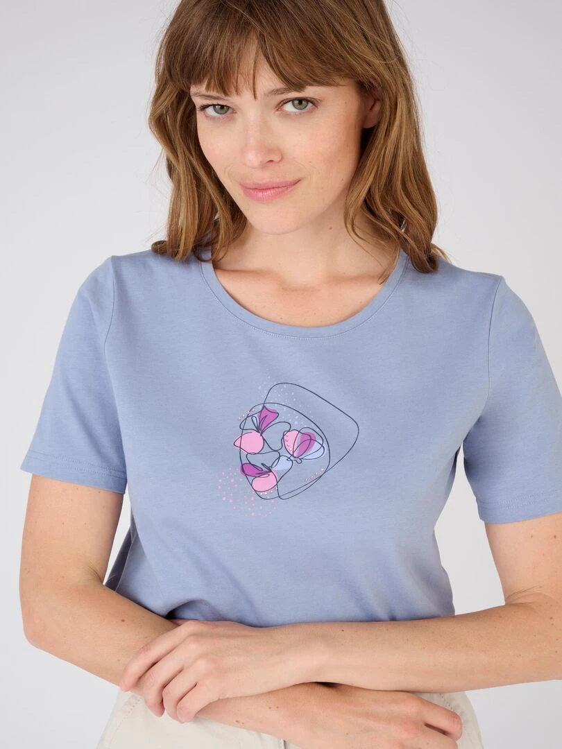 Tee shirt pur coton Damart Bleu
