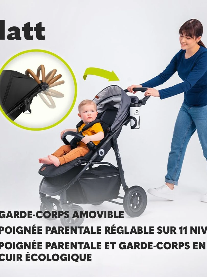 LIONELO Natt Poussette bébé compacte Jusqu'à 22 Kg Légère & pliable Gris Gris