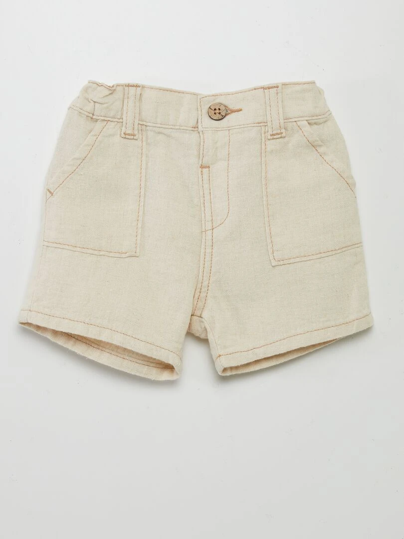 Short en lin mélangé Blanc