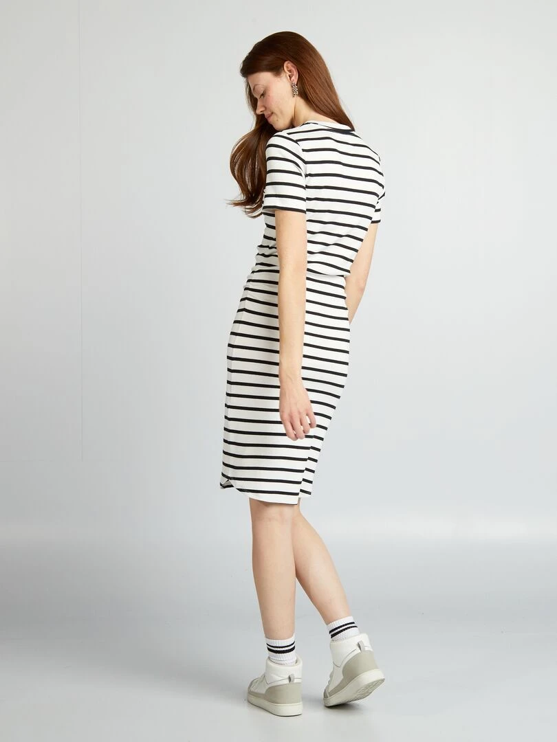 Robe en jersey côtelé Marinière