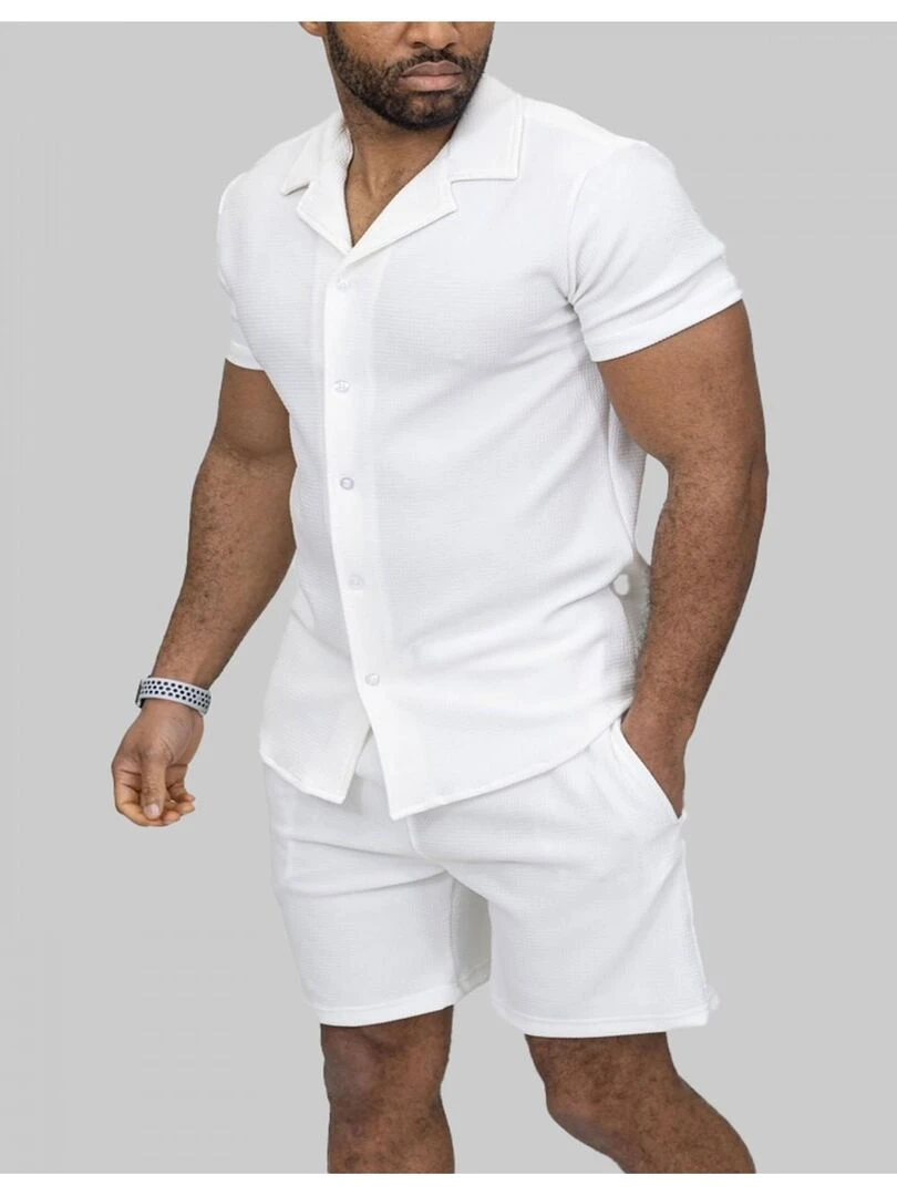 Ensemble Short Chemise Kebello Blanc Blanc